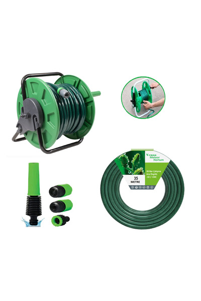 Venoa Meteor VDZ35 Kırılmaz Örgülü Makaralı Bahçe Su Hortumu 35 Mt 6 Parça