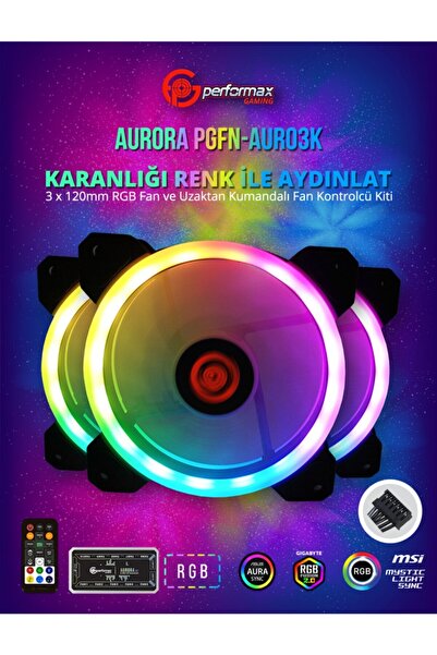 Performax Aurora Rgb 120mm Üçlü Fan Kiti Kumandalı