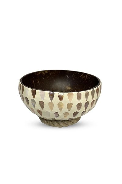 Coconut Products Mother of Pearl Coated Handmade Coconut Bowl and Bowl Pad - Coconut Bowl - Snack Bowl