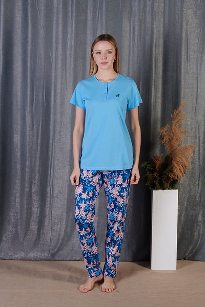 BAŞAKSU COLLECİTON Başaksu Collection - Short Sleeve Pajama Set with Placket