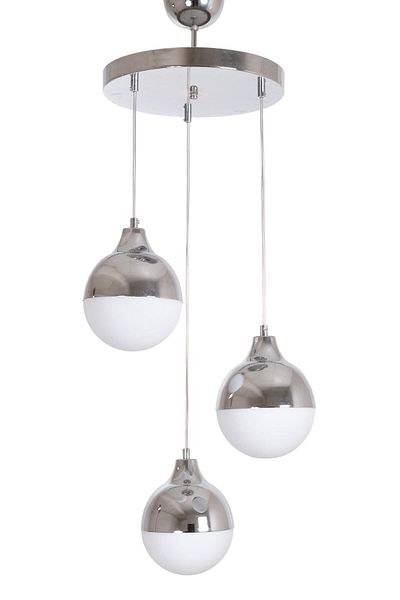 Fer Avize Rima Modern Retro Rustic - 3-Piece Chandelier White Glass Pendant Lamp Set Living Room-Kitchen-Bedroom