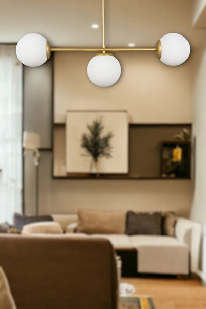 Fer Avize Neron Özel Tasarım Eskitme Renk Globe Beyaz Camlı Salon - Mutfak - ...