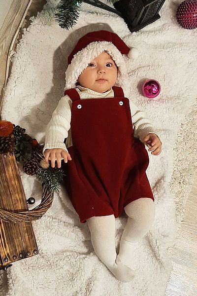 Shecco Babba Baby Christmas Shorts Jumpsuit Hat Set Fleece 0-3 Years Variant