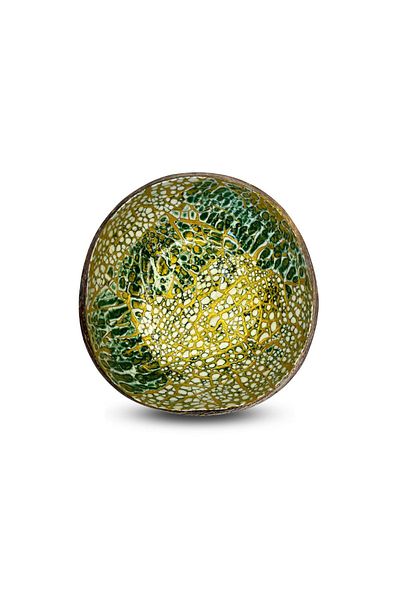 Coconut Products Green & Gold Patterned Coconut Bowl