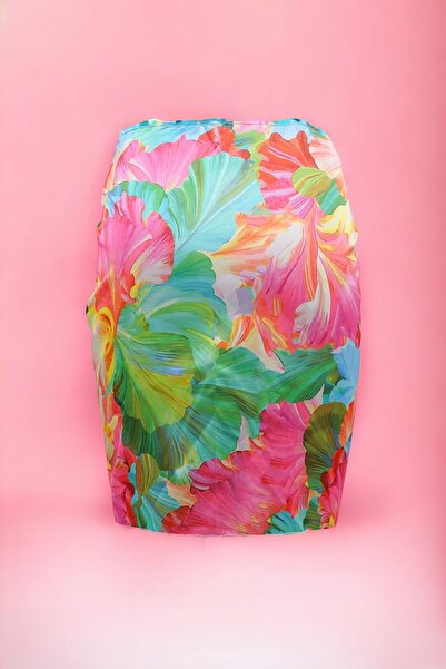 pistore Σατέν γυναικείο φόρεμα παραλίας - ροζ, κίτρινο, μπλε, floral print, κοντό pareo, νέα σεζόν