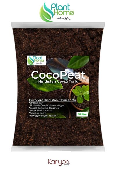 plant-home 10 Litre Hindistan Cevizi Torfu %100 Doğal Torf - Cocopeat Hindist...