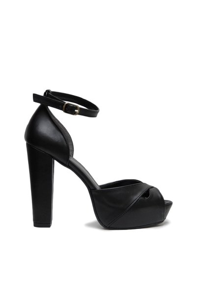 Erkan Saçmacı Beatriz Black Vegan Platform Evening Dress Shoes
