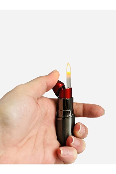 Hunter HEDİYELİK RUJLU RUJ ŞEKLİNDE ÇAKMAK GAZLI ÇAKMAK ESPRİLİ ÇAKMAK METALİK RENKLER KIRMIZI-GOLD