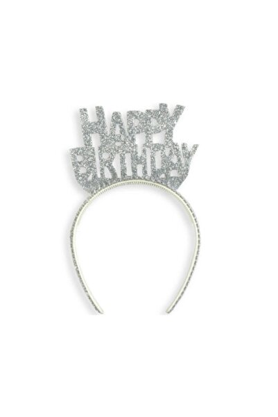 BalonEvi Evadan Simli Taşlı Gümüş Happy Brithday Taç
