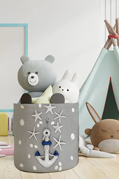 Talia Home منظم غرفة الأطفال والرضع باللون الرمادي بنمط مرساة نجم البحر - لعب...