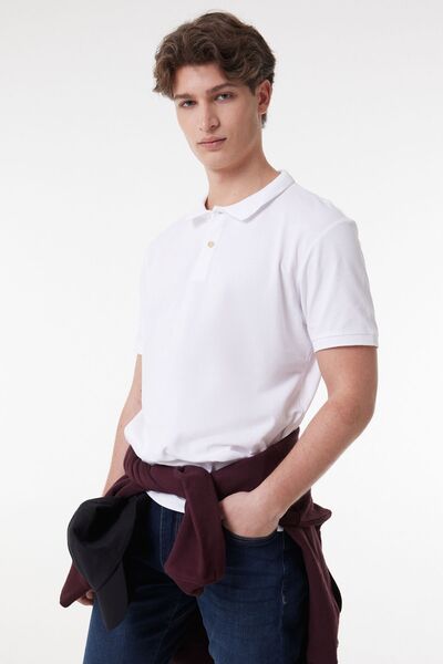 Riders by Lee Erkek Regular Fit Normal Kesim %100 Pamuk Polo Yaka Beyaz Tişört