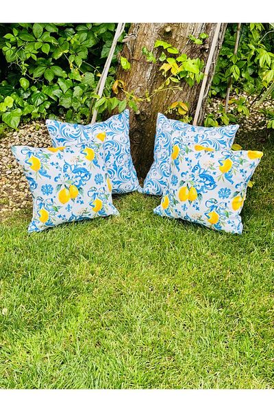 lamoonhome Lemon and Tile Patterned Pillow - Throw Pillow Cover Set of 4