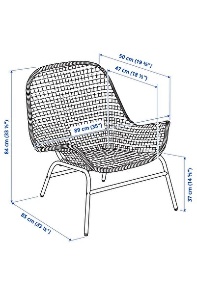 IKEA rattan koltuk, rattan, FRYKSAS minderli