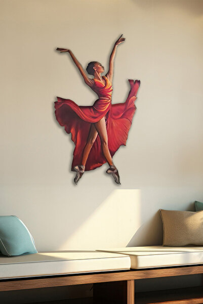 SteelArtDec Kırmızı Elbiseli Balerin - Zarafetin Dansı Metal Tablo