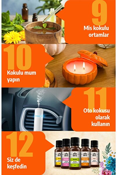 Dets Huzur Ve Aşk 3'lü Aromaterapi Seti Buhurdanlık Hava Nemlendirci Kokusu Doğal Saf Yağ