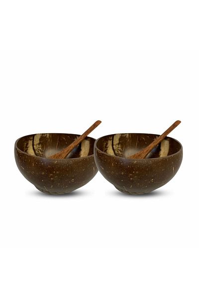 Coconut Products 2-Piece Coconut Bowl, Spoon and Bowl Pad - Bowl Bowl - Coconut Bowl