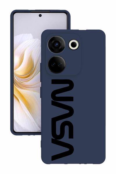 TECNO Camon 20 Pro Dark Blue Color Silicone Case with Print and Camera Protection