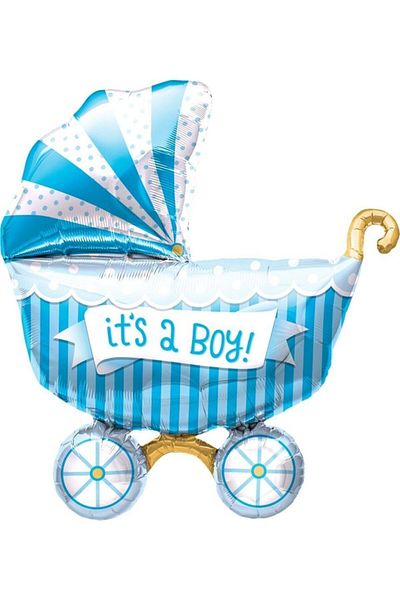 parti sürprizi Baby Carriage Shaped Blue Foil Balloon