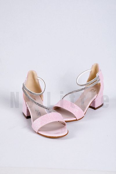 NS Little Pantofi de seara pentru fete Pink Stone - Glezna Velcro, Tocuri