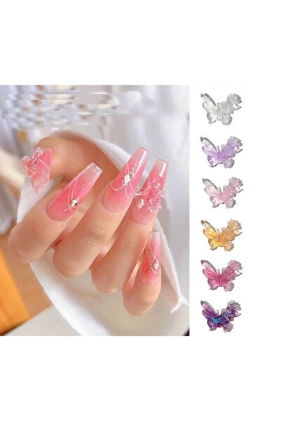 Beauty Box 25 Adet Büyüleyici Kelebek Profesyonel Mini Tırnak Süsleri Nail Ar...