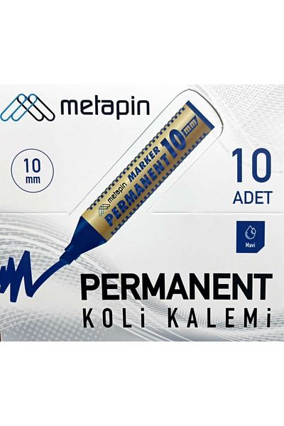 Permanent Metapin Parcel Pen 10 Mm 10 Pieces - Blue