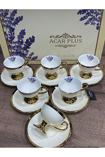 ACAR MİRANDA GOLD LÜX PORSELEN 6 LI FİNCAN TAKIMI