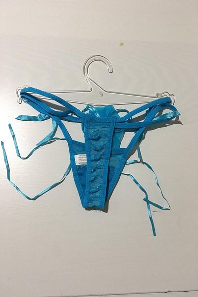 Nana & Mayka Moda Rose Low-Cut Double Elastic Blue String Thong Panties S-M-L Standard