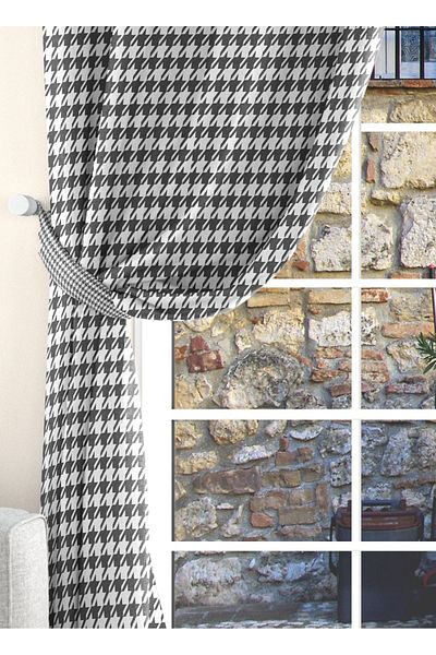 Ardizayn Goose Feet Patterned, Digital Printed, Velvet Fabric Living Room, Bedroom Two Wings Background Curtain