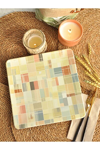 M'art Home Dekor Dijital Mix Kare Servis Tabağı  25x25