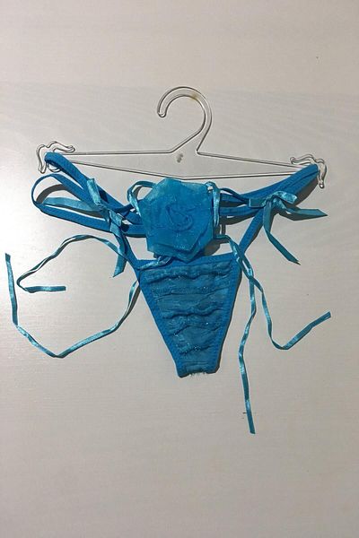 Nana & Mayka Moda Rose Low-Cut Double Elastic Blue String Thong Panties S-M-L Standard