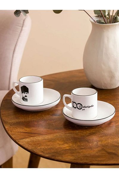 LC Waikiki LCW HOME Atatürk Printed 2-Person Coffee Cup Set 184 Ml