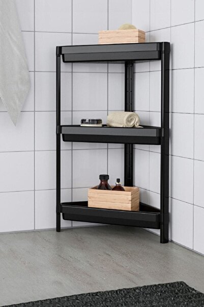 IKEA Vesken Triangle Shelf Unit 3-επιπέδων Γωνιακό ράφι μπάνιου Organizer Μαύρο