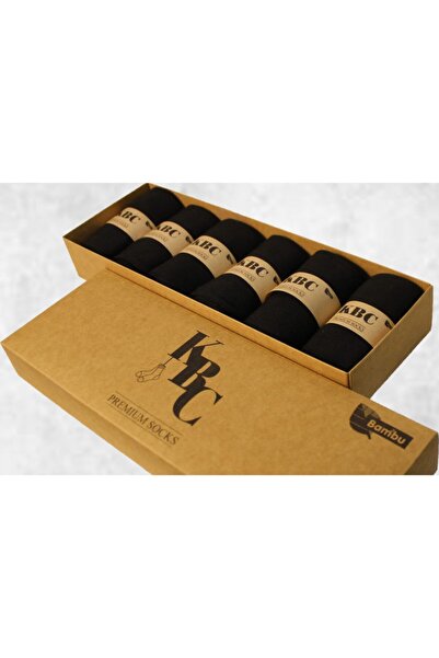 KBC Socks 6'lı Bambu Dikişsiz Erkek Yazlık Klasik Soket Çorap Seti / Full Siy...