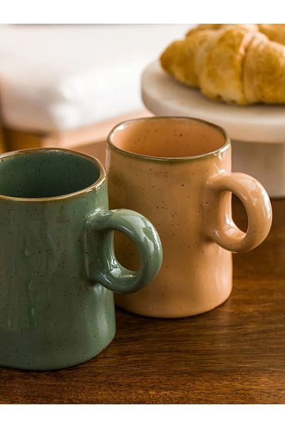 LC Waikiki Lcw Home Mixed Printed Handmade Ceramic 2-Pack Mug 355 ml