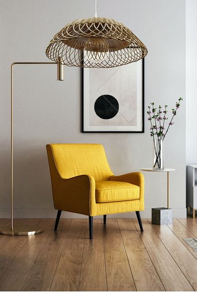 Belkıs Rattan Rattan, Bamboo, Wicker Pendant Lamp Chandelier Diameter: 50 Cm Height: 18 Cm