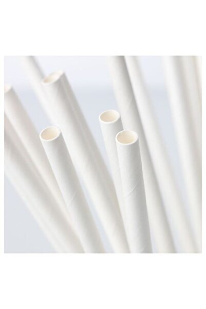 IKEA 100 Lü Beyaz Kağıt Pipet 100 Adet Kağıt Pipet Maks. 70°c Sıcaklık