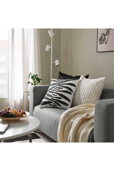 IKEA MAJSMOTT throw pillow case, off white-black, 50x50 cm