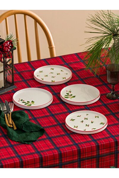 LC Waikiki LCW HOME Baskılı Seramik Pasta Tabağı 4'lü 20 Cm