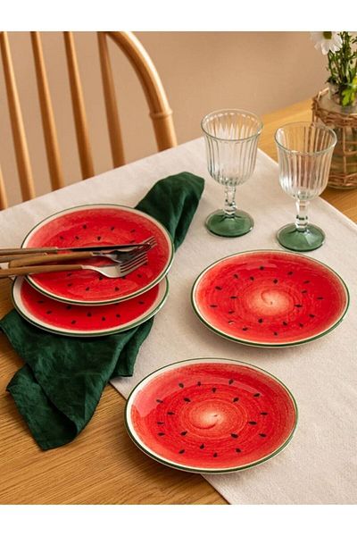 LC Waikiki LCW HOME 4-Piece Ceramic Cake Plate Set - Printed