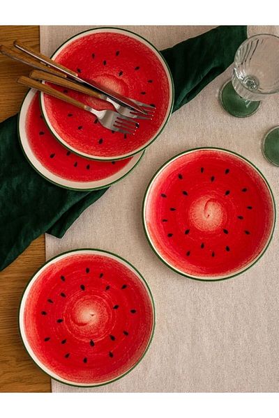 LC Waikiki LCW HOME 4-Piece Ceramic Cake Plate Set - Printed