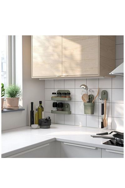 IKEA Зелена кука с вендуза Öbonas, сиво-зелена, 7x11 см шал пластмаса 1