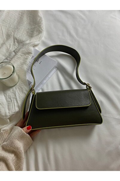 ELFCO Women's Green Baguette Simple and Stylish Snap Closure Handbag and Shou...