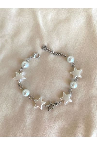 Pinky Lady Fairycore Star Charm Pearl Bracelet