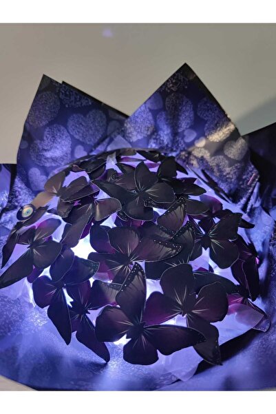 Düşhane Kelebek Buketi Kelebek Buketi Siyah 24 Kelebekli Işıklı (LEDLİ)