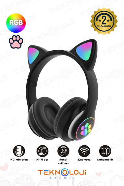 Teknoloji Gelsin Siyah Bluetooth 5.0 Mikrofonlu Kablosuz Kulaklık Yüksek Ses ...