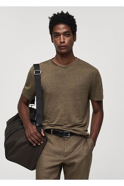 MANGO Man Slim-Fit-T-Shirt aus 100 % Leinen