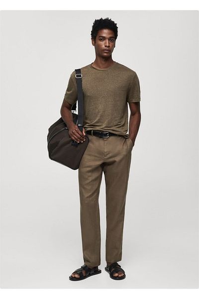 MANGO Man Slim-Fit-T-Shirt aus 100 % Leinen