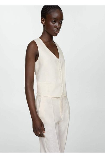 MANGO Woman Linen Vest Set