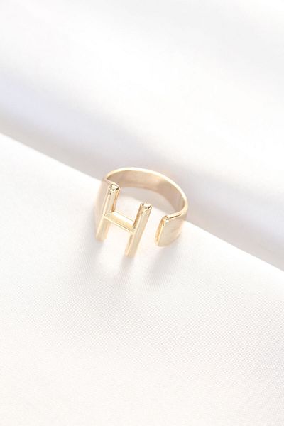 Moka Shopin Gold Colored Lettered Adjustable Ring