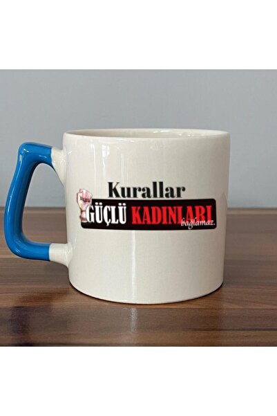 Kırtasiye Ofisi قواعد لا تربط المرأة القوية المطبوعة يوم المرأة الأزرق مقبض D...